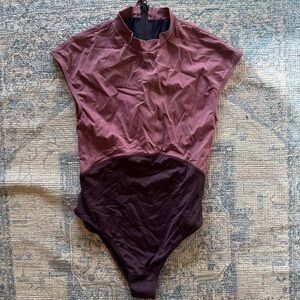 Nine Foot Studio Mauve and Burgundy One Piece Swimsuit